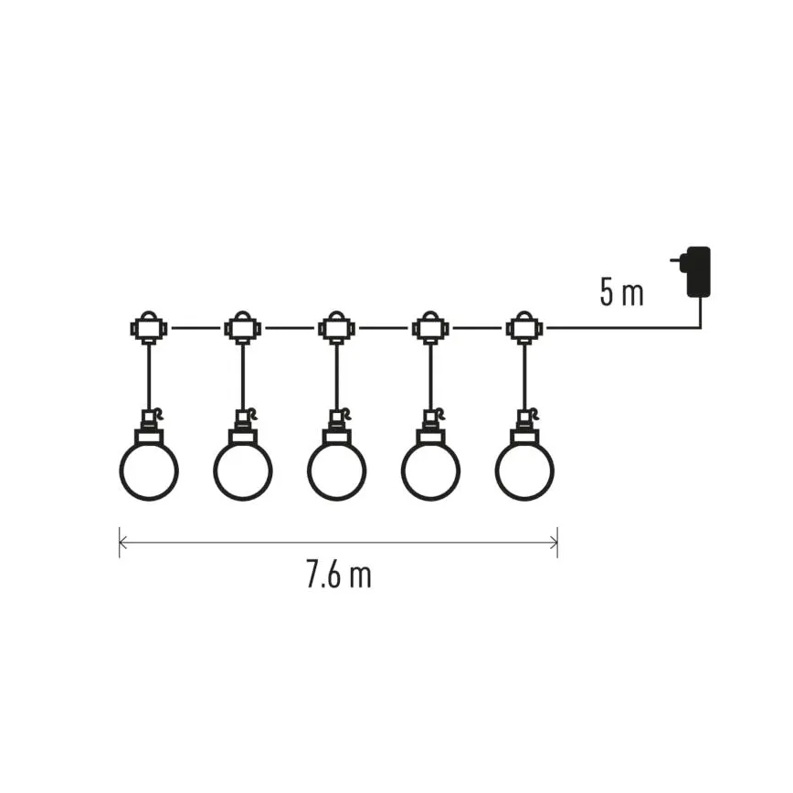 Вулична декоративна LED гірлянда 20xLED/12,6м IP44 теплий білий