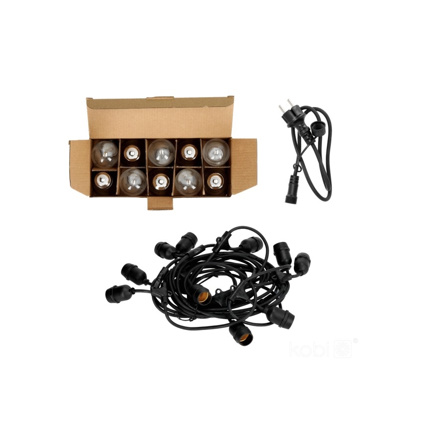 Вулична декоративна LED гірлянда BAJA ST64 10xE27/1W/230V 10,9м IP44 теплий білий