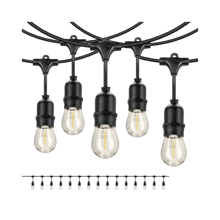 Вулична декоративна LED гірлянда BAJA ST64 15xE27/1W/230V 15,9м IP44 теплий білий