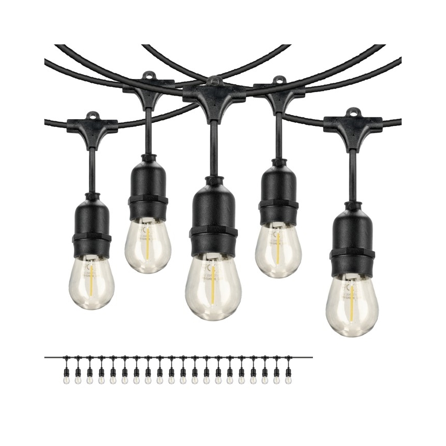 Вулична декоративна LED гірлянда BAJA ST64 20xE27/1W/230V 10,9м IP44 теплий білий