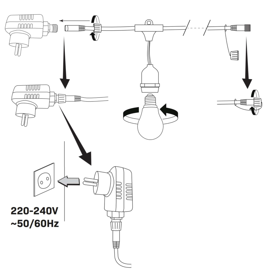 Вулична декоративна LED гірлянда PARTY NEON 7,6 м 10xE27/0,6W/36V IP44