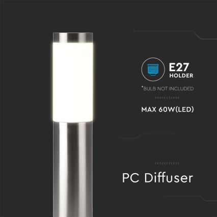 Вулична лампа 1xE27/60W/230V IP44 110см матовий хром
