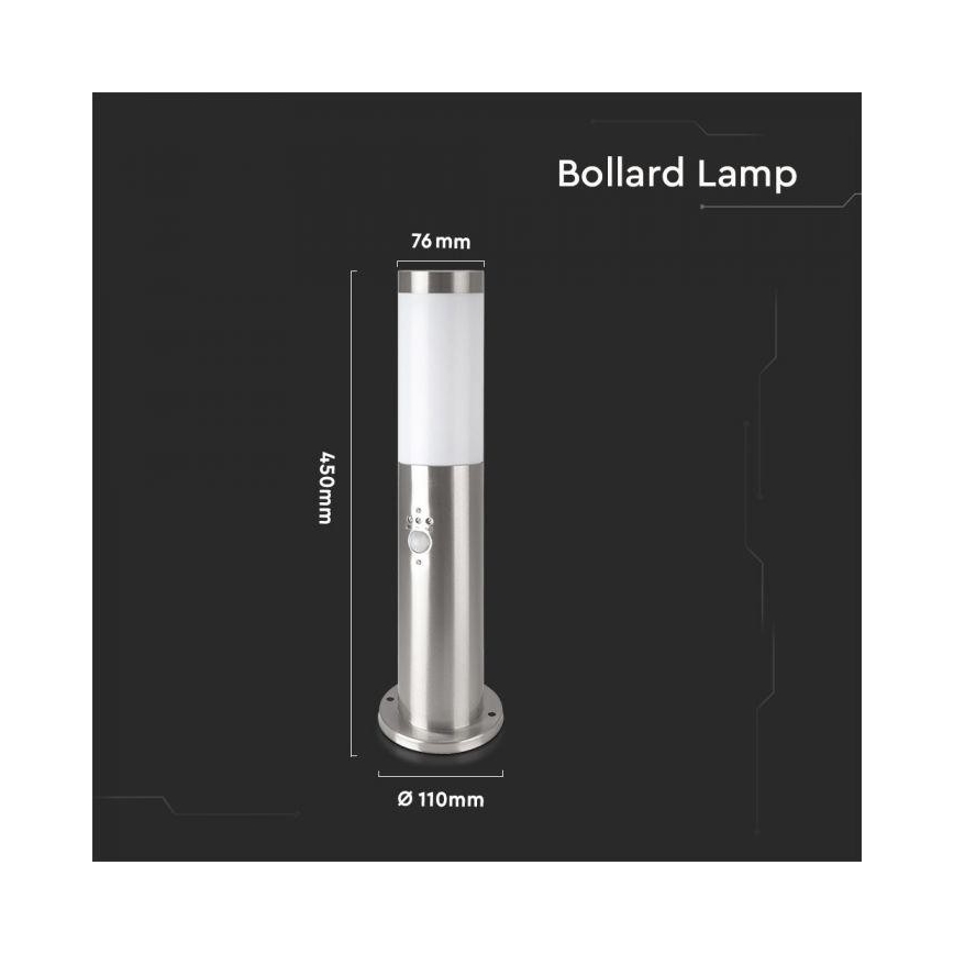 Вулична лампа з датчиком 1xE27/60W/230V IP44 45см матовий хром