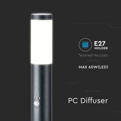 Вулична лампа з датчиком 1xE27/60W/230V IP44 80см антрацит