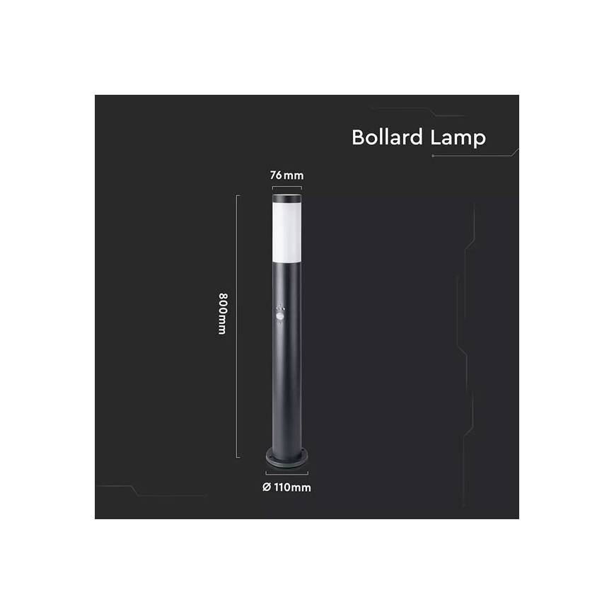 Вулична лампа з датчиком 1xE27/60W/230V IP44 80см чорний