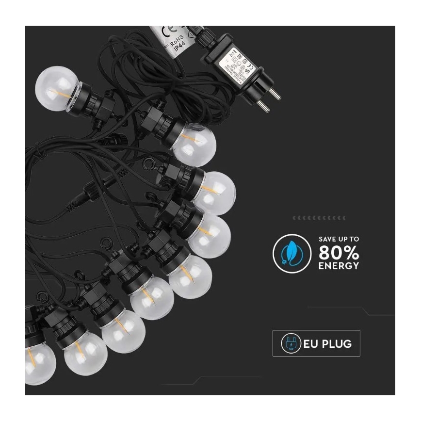 Вулична LED гірлянда STRING 5м 10xLED/0,4W/24/230V 3000K IP44