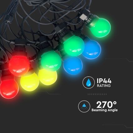 Вулична LED гірлянда STRING RGB 10м 20xLED/0,5W/230V IP44
