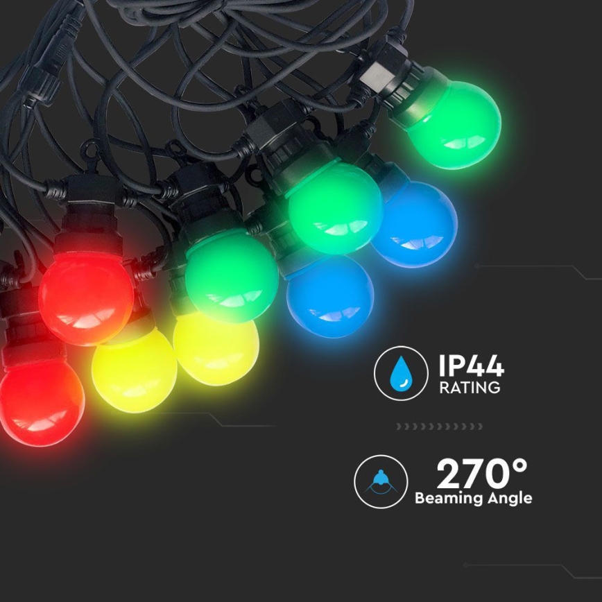 Вулична LED гірлянда STRING RGB 10м 20xLED/0,5W/230V IP44