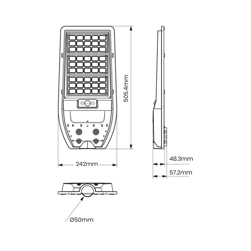 Вулична LED лампа на сонячній батареї VIA 100W/10000 mAh 3,2V 6000K IP65 + дистанційне керування