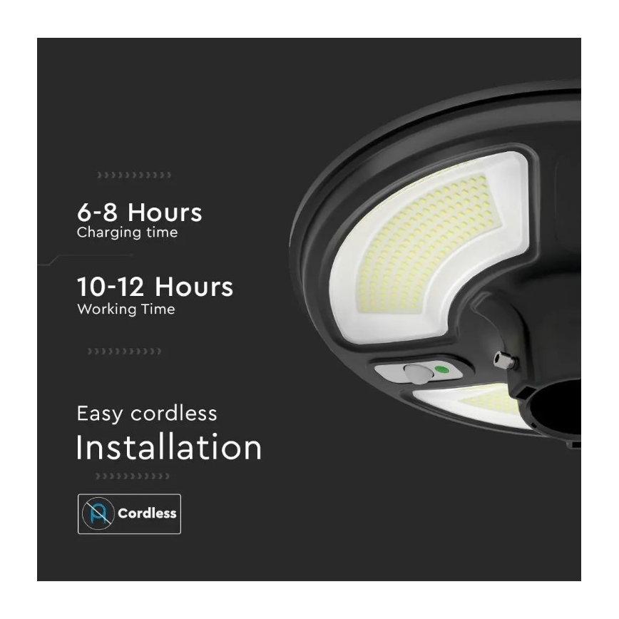 Вулична LED лампа на сонячній батареї з датчиком LED/10W/3,2V 6500K IP65 25000 mAh + пульт дистанційного керування