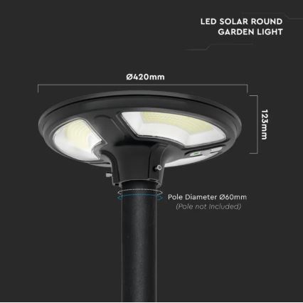 Вулична LED лампа на сонячній батареї з датчиком LED/10W/3,2V 6500K IP65 25000 mAh + пульт дистанційного керування