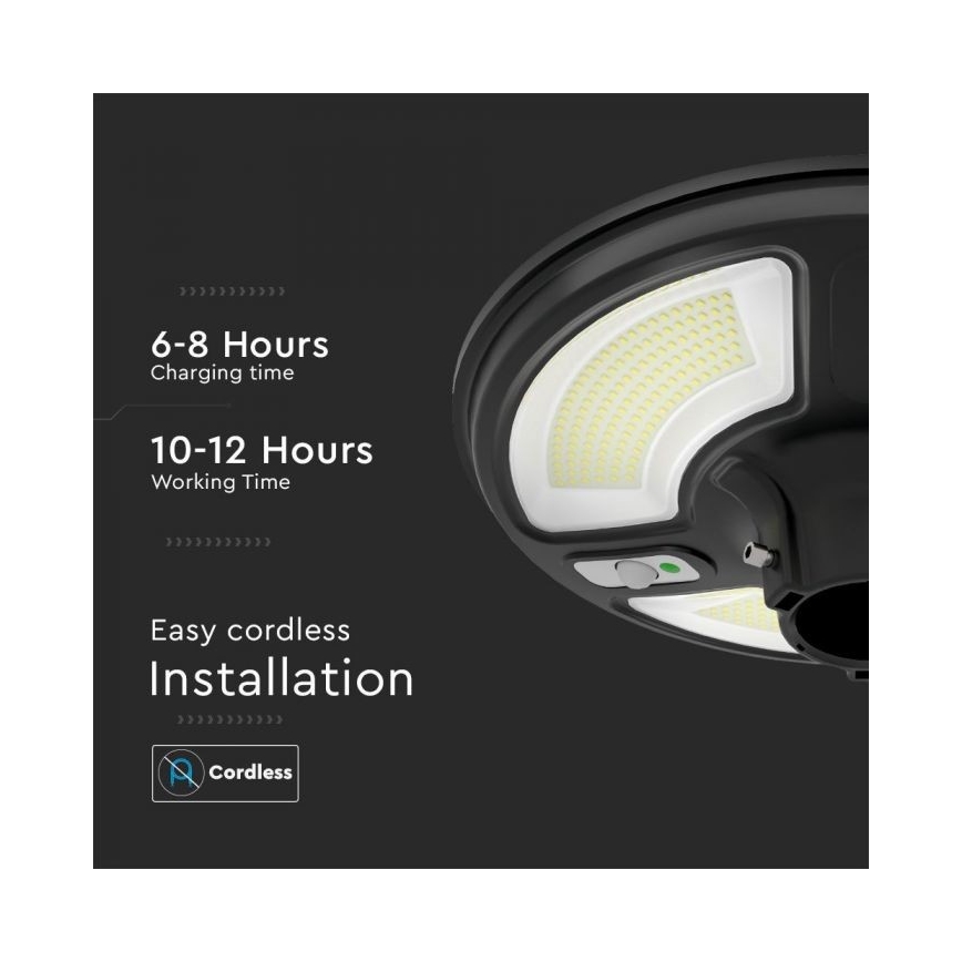 Вулична LED лампа на сонячній батареї з датчиком LED/10W/3,2V IP65 4000K 15000 mAh + пульт дистанційного керування