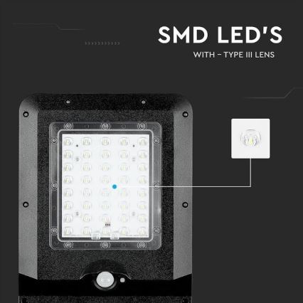 Вулична LED лампа на сонячній батареї з датчиком LED/15W/7,4V 4000K IP65
