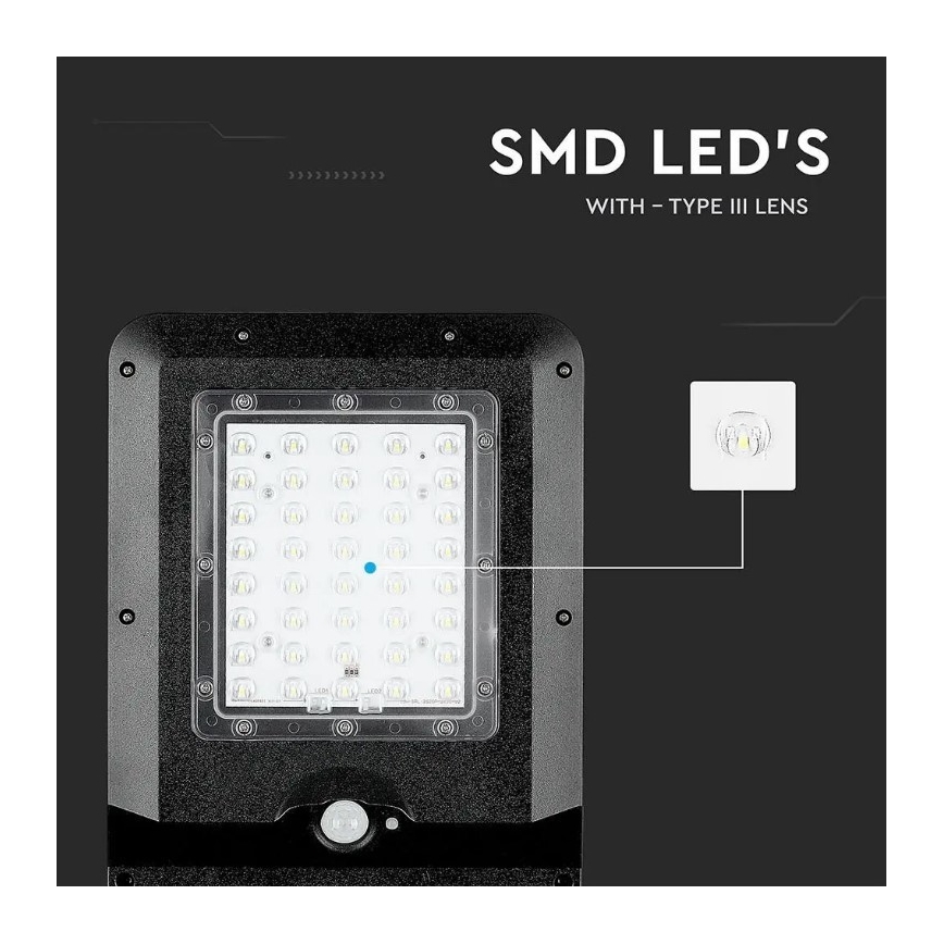 Вулична LED лампа на сонячній батареї з датчиком LED/15W/7,4V 4000K IP65