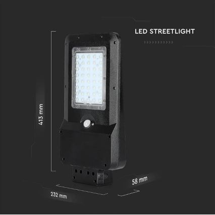Вулична LED лампа на сонячній батареї з датчиком LED/15W/7,4V 4000K IP65