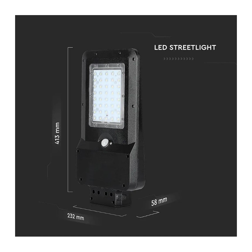 Вулична LED лампа на сонячній батареї з датчиком LED/15W/7,4V 6000K IP65