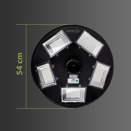 LED Вуличний світильник на сонячній батареї з датчиком і регулюванням яскравості LED/22W/6V 18000 mAh 6500K IP65 чорний + пульт дистанційного керування