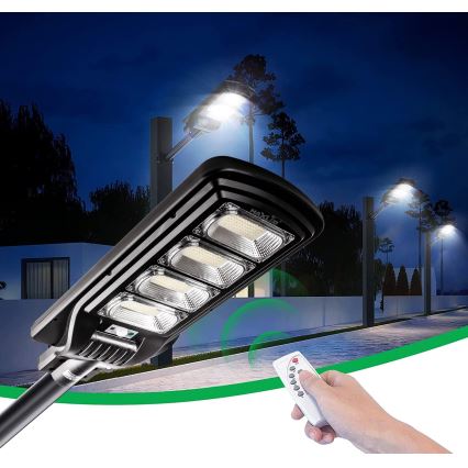 LED Вуличний світильник на сонячній батареї з датчиком і регулюванням яскравості LED/240W/6V 6500K IP65 чорний + пульт дистанційного керування