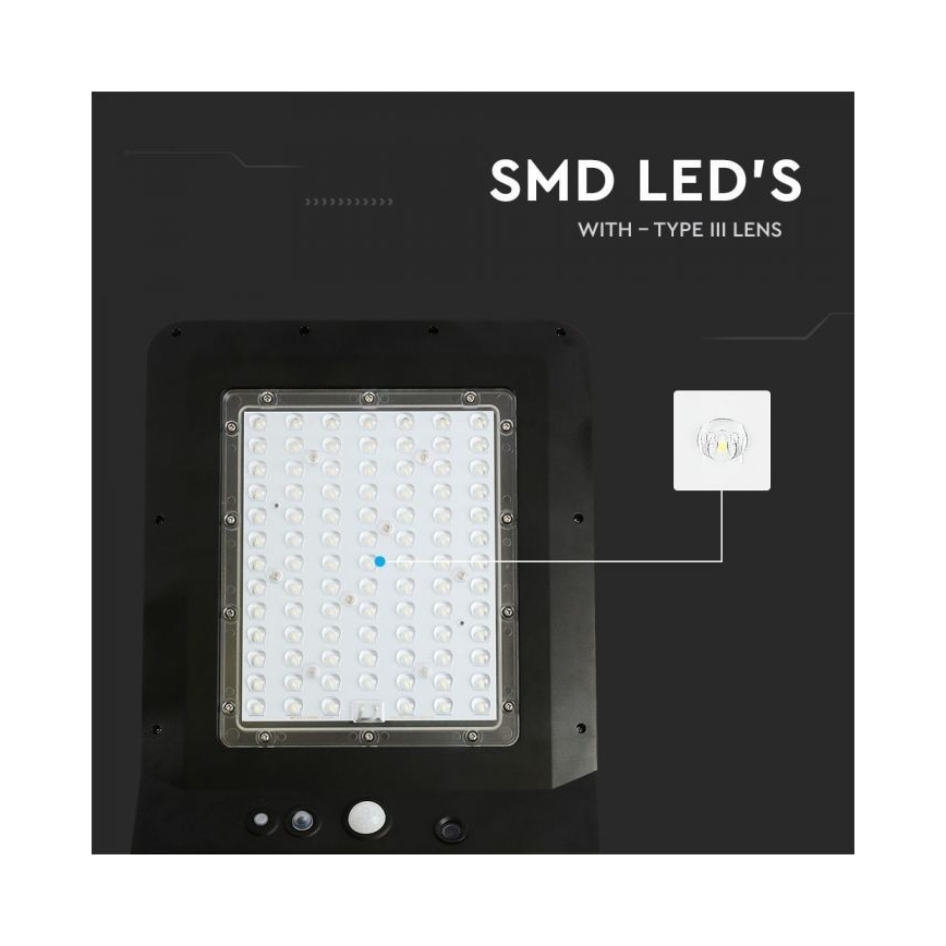 Вулична LED лампа на сонячній батареї з датчиком LED/40W/9,6V IP65 6000K + пульт дистанційного керування