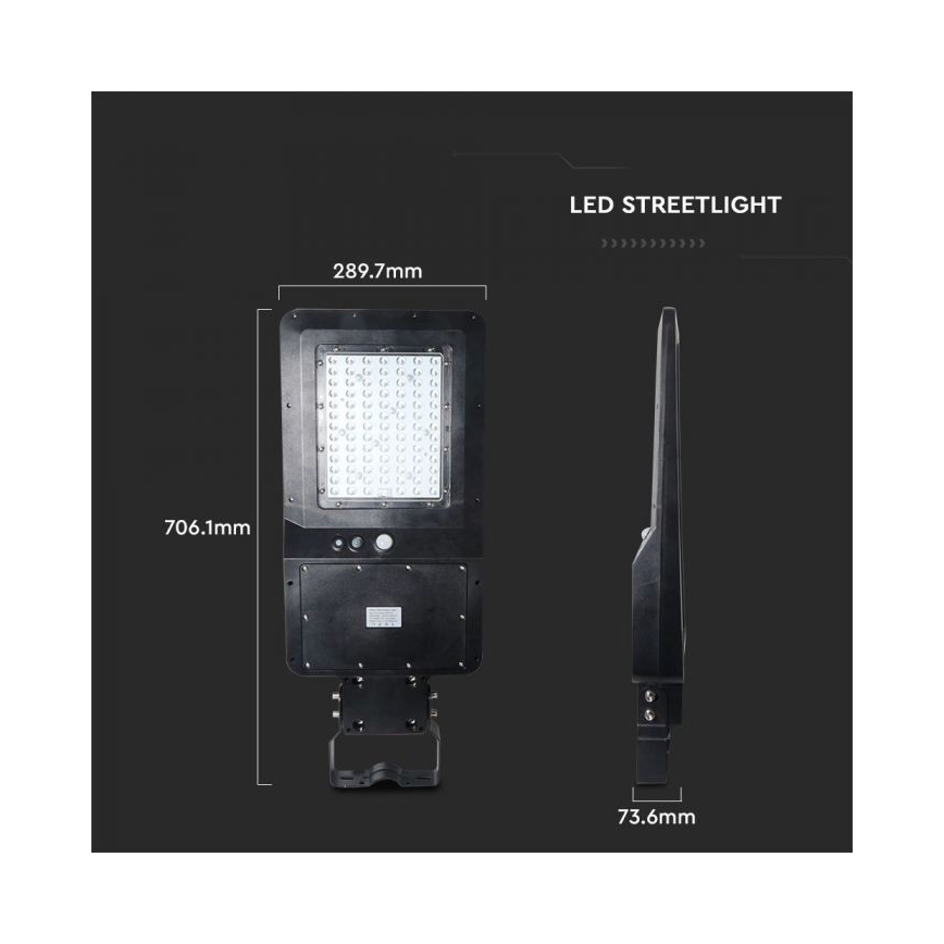 Вулична LED лампа на сонячній батареї з датчиком LED/40W/9,6V IP65 6000K + пульт дистанційного керування