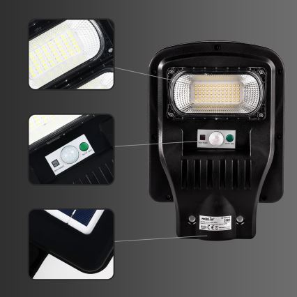 LED Вулична лампа на сонячній батареї з датчиком і регулюванням яскравості LED/60W/6V 5500 mAh 6500K IP65 чорний + пульт дистанційного керування