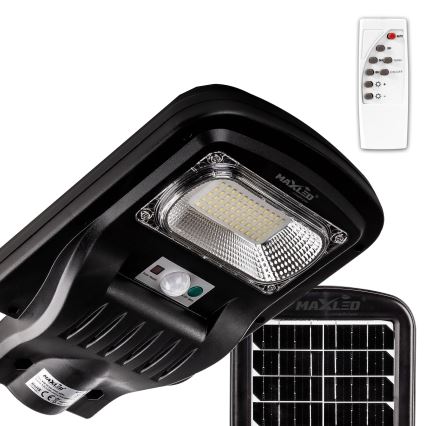 LED Вулична лампа на сонячній батареї з датчиком і регулюванням яскравості LED/60W/6V 5500 mAh 6500K IP65 чорний + пульт дистанційного керування