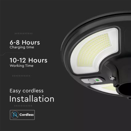 Вулична LED лампа на сонячній батареї з датчиком LED/7,5W/3,2V IP65 4000K + пульт дистанційного керування