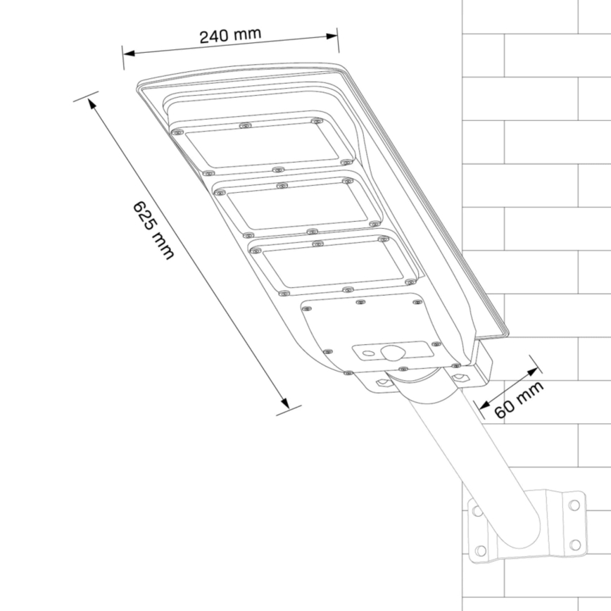 Вулична LED лампа на сонячній батареї з датчиком STREET LED/10W/3,2V IP65 + пульт дистанційного керування
