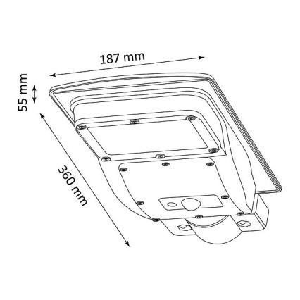 Вулична LED лампа на сонячній батареї з датчиком STREET LED/3W/3,2V 5000 mAh IP65 + пульт дистанційного керування