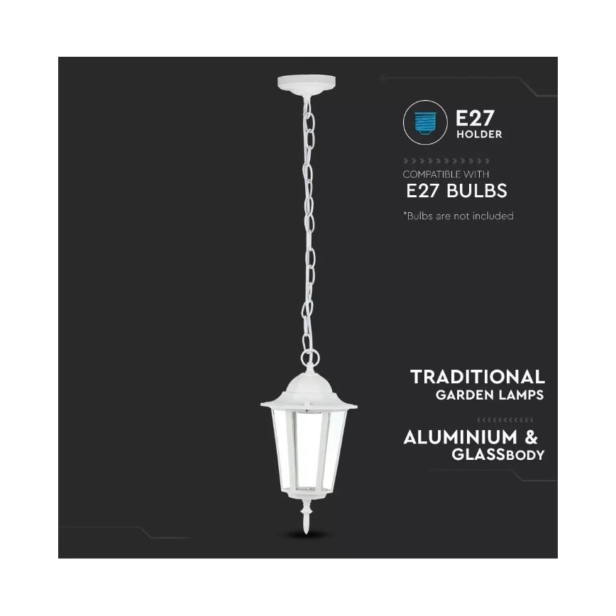 Вулична люстра на ланцюгу 1xE27/40W/230V IP44 білий