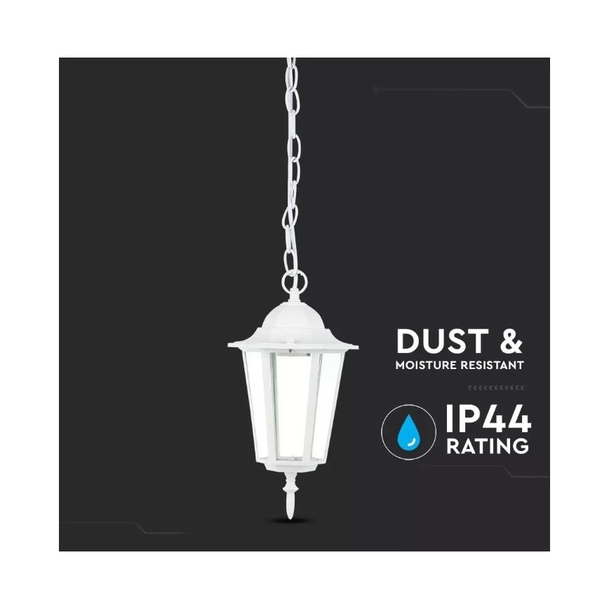 Вулична люстра на ланцюгу 1xE27/40W/230V IP44 білий
