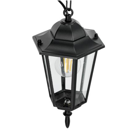 Вулична люстра на ланцюгу 1xE27/60W/230V чорний