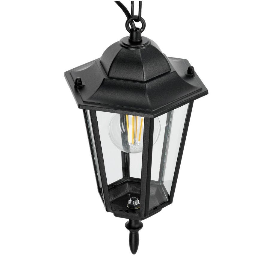 Вулична люстра на ланцюгу 1xE27/60W/230V чорний