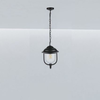 Вулична люстра на ланцюгу 1xE27/60W/230V IP44 чорний