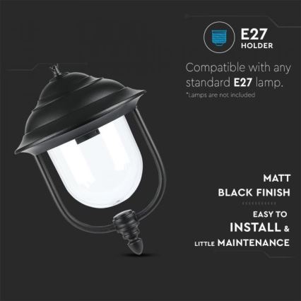 Вулична люстра на ланцюгу 1xE27/60W/230V IP44 чорний