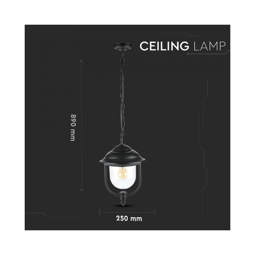 Вулична люстра на ланцюгу 1xE27/60W/230V IP44 чорний