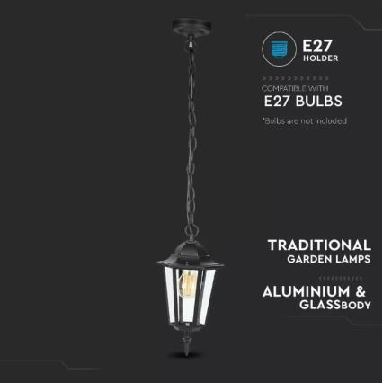 Вулична люстра на ланцюзі 1xE27/40W/230V IP44 чорний