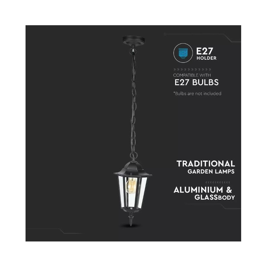Вулична люстра на ланцюзі 1xE27/40W/230V IP44 чорний