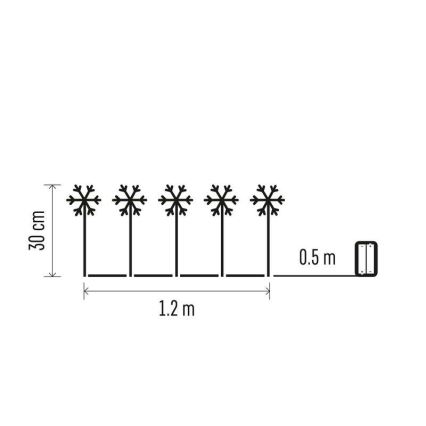 Вулична різдвяна LED декорація 5xLED/3xAA IP44 сніжинки