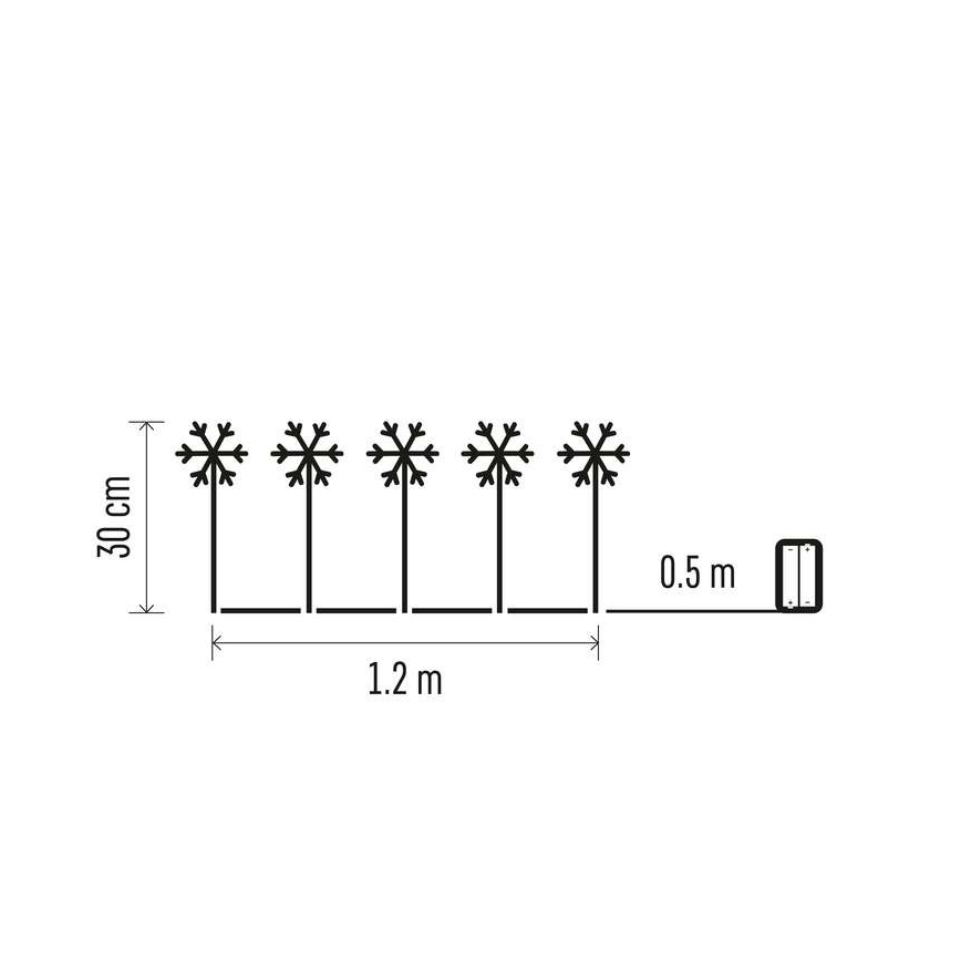 Вулична різдвяна LED декорація 5xLED/3xAA IP44 сніжинки