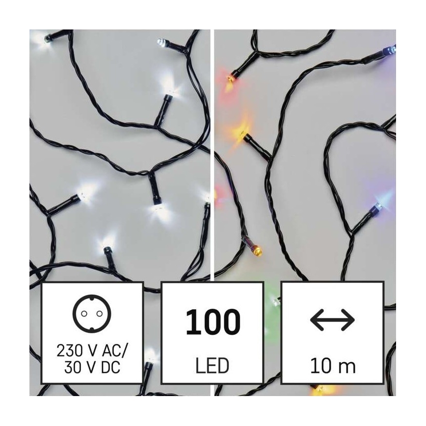 Вулична різдвяна LED гірлянда 100xLED/8 функцій 15м IP44 холодний білий/кольоровий