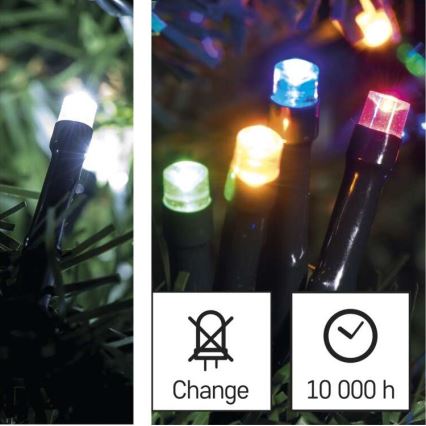 Вулична різдвяна LED гірлянда 100xLED/8 функцій 15м IP44 холодний білий/кольоровий