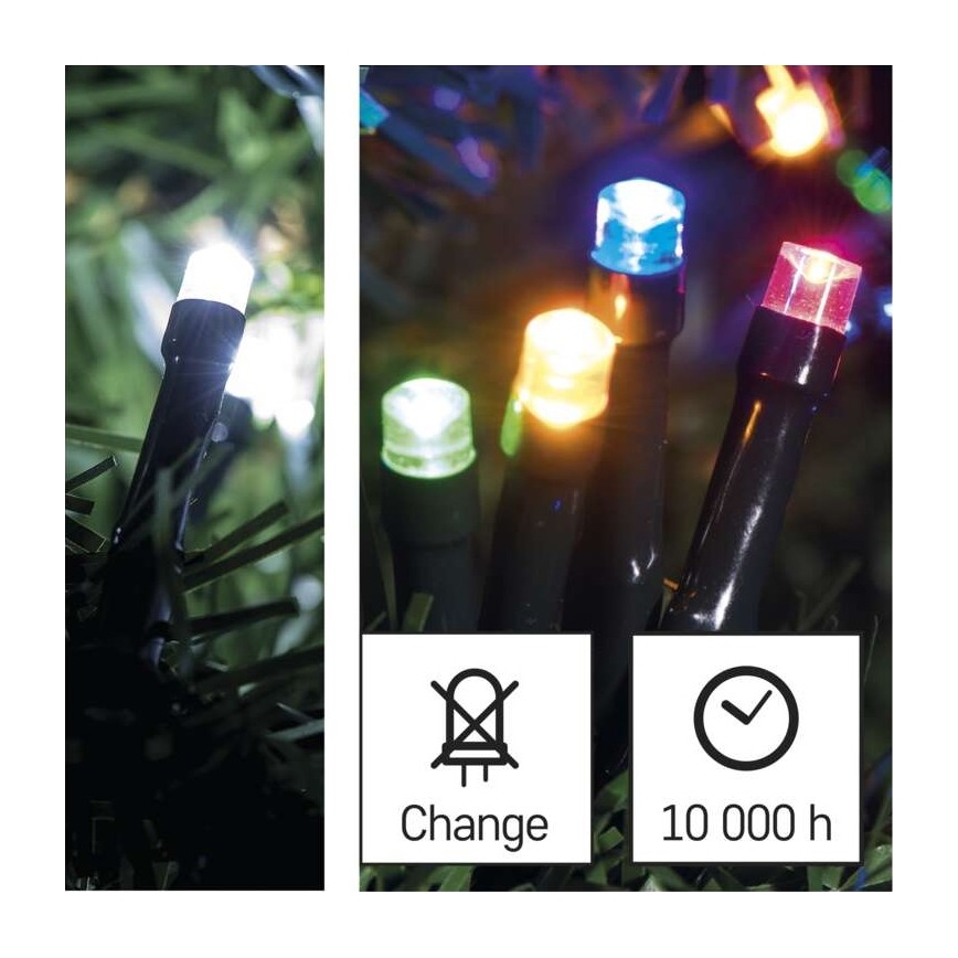 Вулична різдвяна LED гірлянда 100xLED/8 функцій 15м IP44 холодний білий/кольоровий