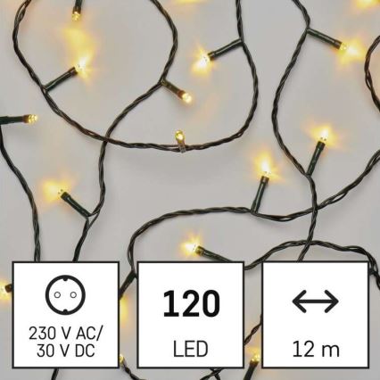 Вулична різдвяна LED гірлянда 120xLED/8 функцій 17м IP44 теплий білий