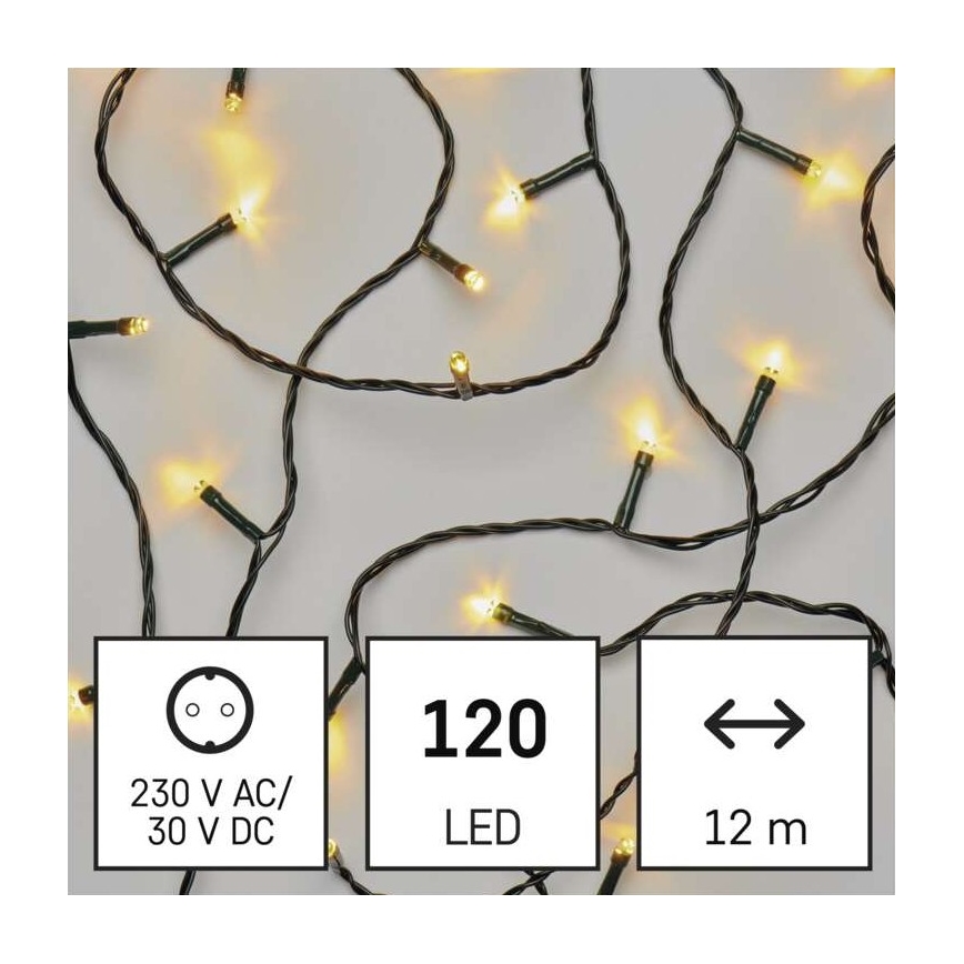 Вулична різдвяна LED гірлянда 120xLED/8 функцій 17м IP44 теплий білий