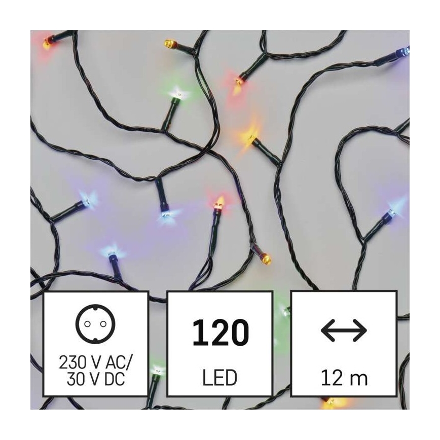 Вулична різдвяна LED гірлянда 120xLED/8 функцій 17м IP44 кольорова