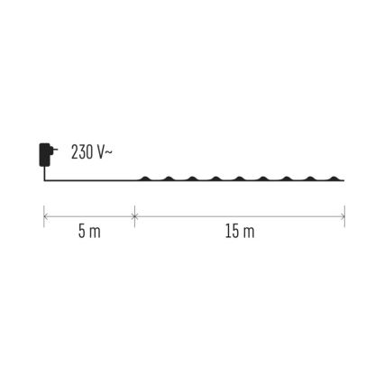 Вулична різдвяна LED гірлянда 15 м 150xLED/3,6W/230V IP44