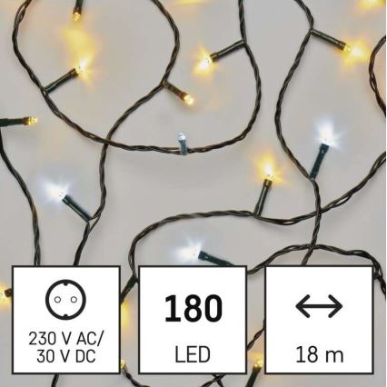 Вулична різдвяна LED гірлянда 180xLED/23м IP44 теплий/холодний білий