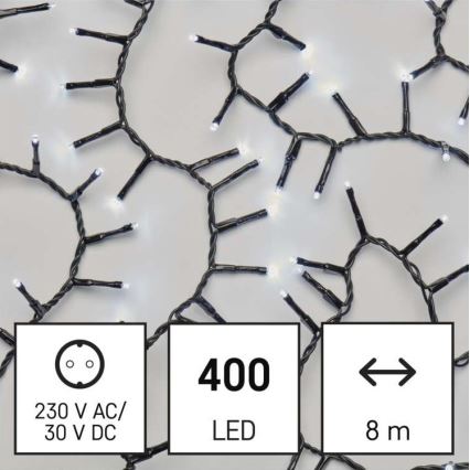 Вулична різдвяна LED гірлянда 400xLED/13м IP44 холодний білий