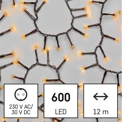 Вулична різдвяна LED гірлянда 600xLED/17м IP44 вінтажна